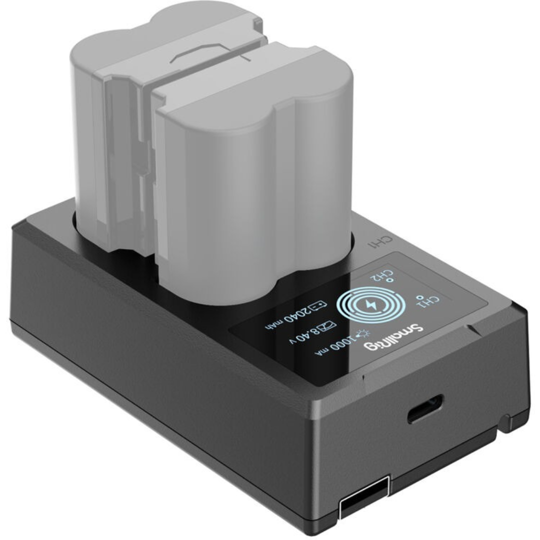 Carregador de Bateria SmallRig NP-W235 USB Duplo com Tela LCD – Compatível com Fujifilm