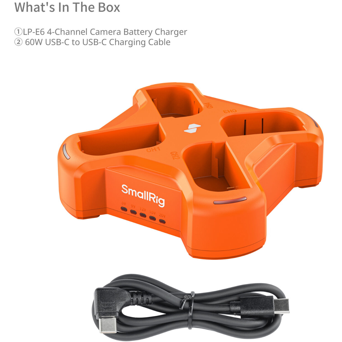 Carregador de Bateria SmallRig LP-E6NH 4 Canais USB com Tela LCD – Compatível com Canon