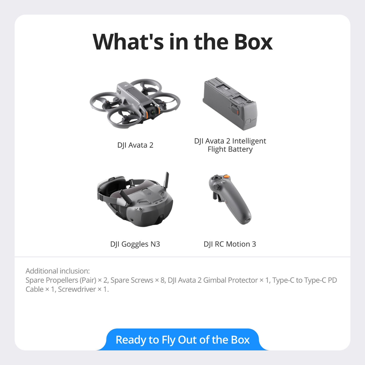 Drone DJI Avata 2 Fly Smart Combo com RC Motion 3 e Goggles N3  (1 bateria) 