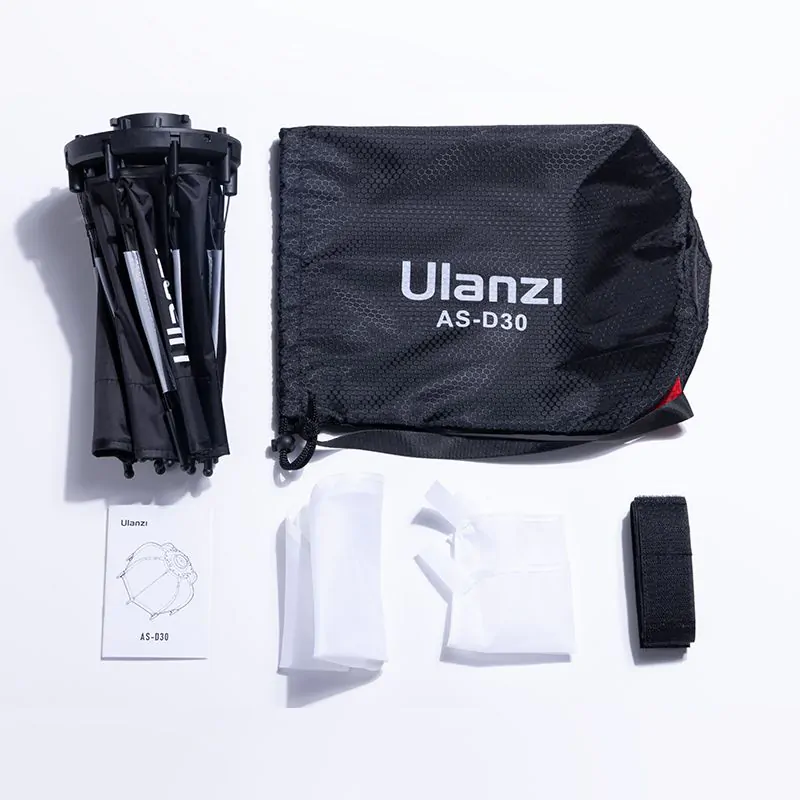 Kit Luz de Vídeo LED Portátil Ulanzi 40W RGB + Softbox AS-D30 + Tripé MT-79 + Fonte HT005