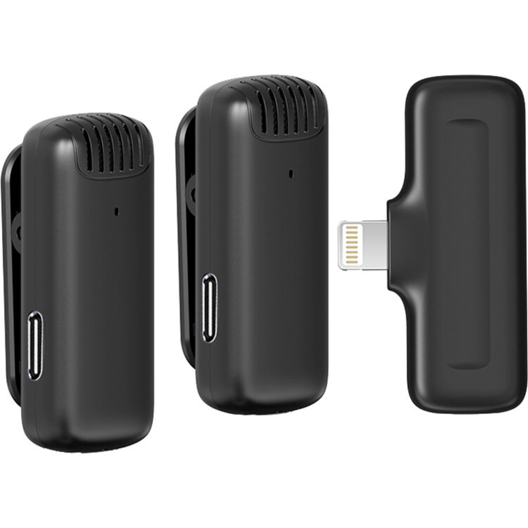 Microfone de Lapela Sem Fio Ulanzi J12 V2 – Lightning para iPhone com 2 Transmissores, Redução de Ruído e Plug & Play