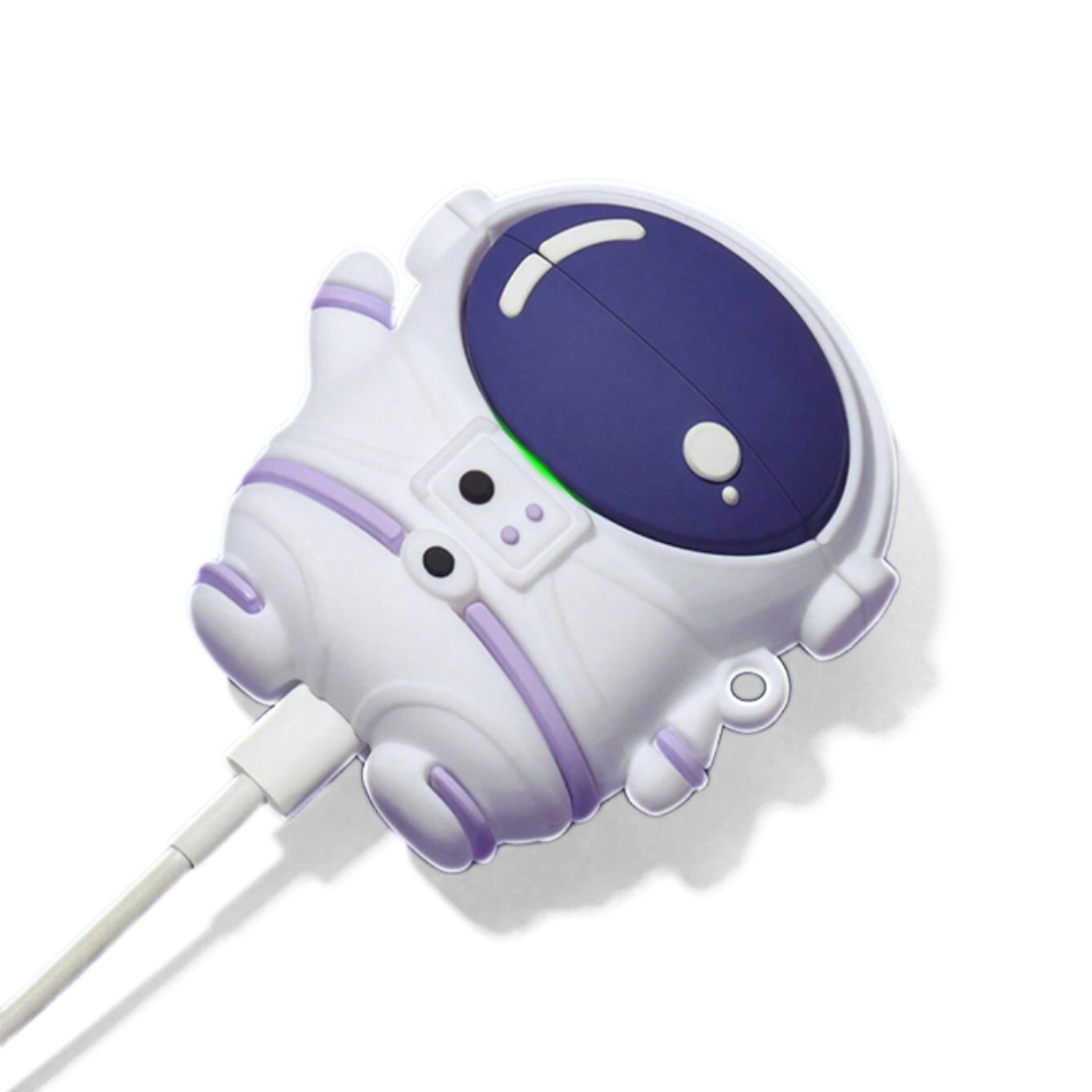 Capa AirPods com design de astronauta de desenho animado 3D