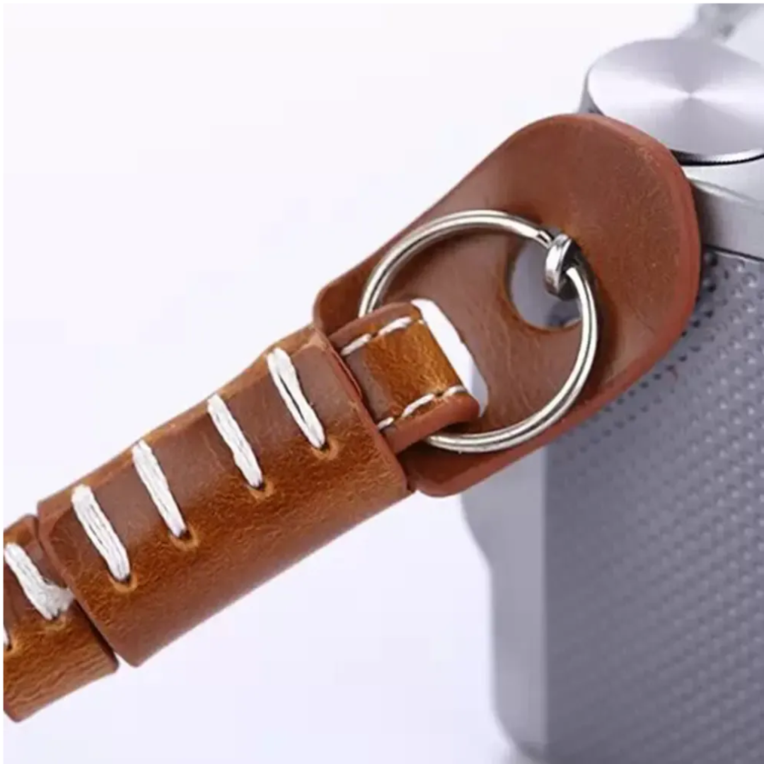 Alça de Mão para Câmera em Couro Handstrap Universal – Marrom Claro