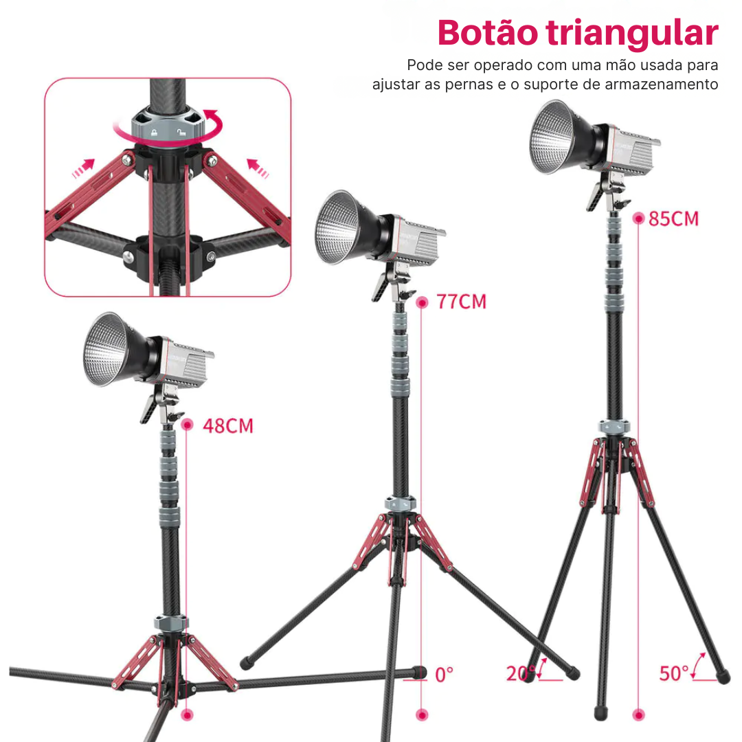 Tripé de Iluminação Ulanzi MT-49 em Fibra de Carbono – Leve e Resistente