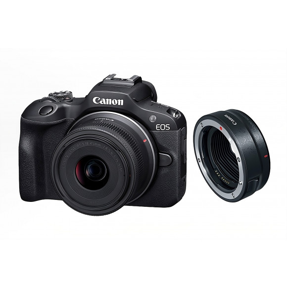 Câmera Canon EOS R100 Mirrorless com lente RF-S 18-45mm IS STM + Adaptador de Montagem Canon EF-EOS R (Default)