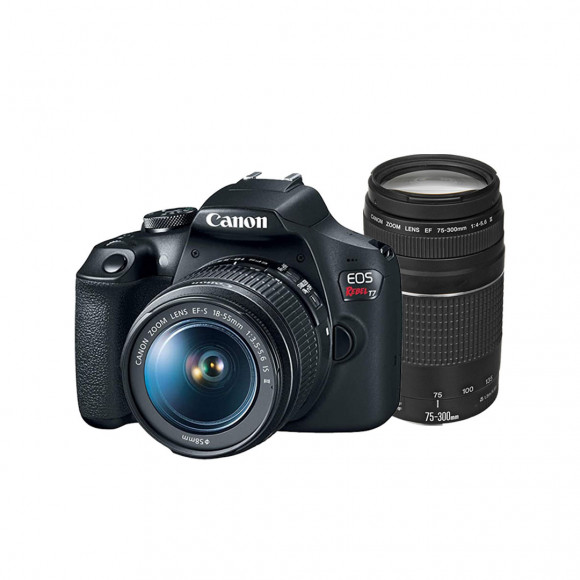 Câmera Digital Canon Preto 24.1mp - T7 | 18-55mm | 75-300mm