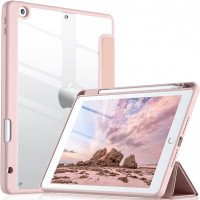 Capa Transparente iPad 7ª,8ª,9ª com Suporte para Pencil - Rosa