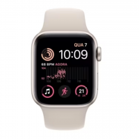 Apple Watch SE 2 44mm, GPS, Alumínio Starlight, Pulseira Esportiva Starlight