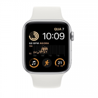 Apple Watch SE 2 44mm, GPS, Alumínio Silver, Pulseira Esportiva Silver