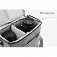 Bolsa de Ombro Impermeável para Câmera DSLR e Mirrorless Sony, Nikon e Canon (Cinza) 
