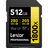 Cartão de Memória SDXC Lexar Professional Gold 512GB 1800x UHS-II 280MB/s