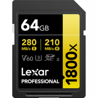 Cartão de Memória SDXC Lexar Professional Gold 64GB 1800x UHS-II 280MB/s
