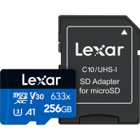 Cartão de Memória MicroSDXC Lexar Blue 256GB 633x UHS-I 100MB/s