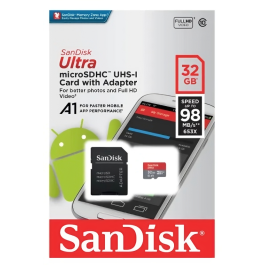 Cartão de Memória SanDisk microSDHC 32GB UHS-I 98MB/s