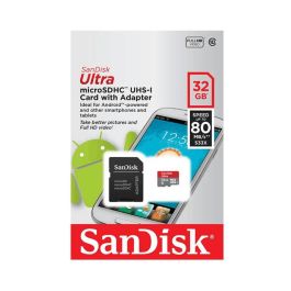Cartão de Memória Micro SDHC Sandisk Ultra 32GB UHS-I 80MB/s