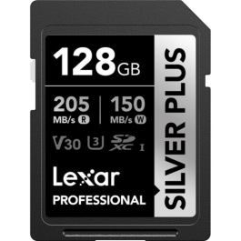 Cartão de Memória SDXC Lexar Professional Silver Plus 128GB UHS-I 205MB/s