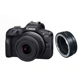 Câmera Canon EOS R100 Mirrorless com lente RF-S 18-45mm IS STM + Adaptador de Montagem Canon EF-EOS R