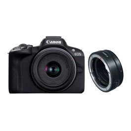 Câmera Canon EOS R50 Mirrorless com lente RF-S 18-45mm f/4.5-6.3 IS STM + Adaptador Canon EF-EOS R