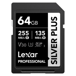 Cartão de Memória SDXC Lexar Professional Silver Plus 64GB UHS-I 255MB/s