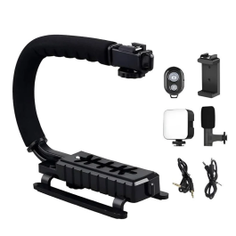 Kit Filmmaker Smartphone – Estabilizador Manual, Luz de Vídeo LED e Microfone