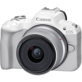 Câmera Canon EOS R50 Mirrorless com lente RF-S 18-45mm f/4.5-6.3 IS STM - Branca