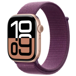 Apple Watch Series 10 46mm, GPS, Alumínio Rose Gold, Pulseira Loop Plum