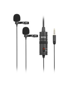 Microfone de Lapela Omnidirecional Duplo BY-M1DM Para Câmeras e Smartphones