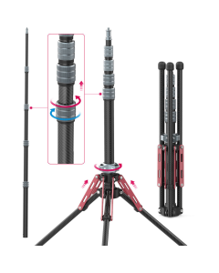 Tripé de Viagem Ulanzide fibra de carbono MT-49 - Capacidade até 6 kg