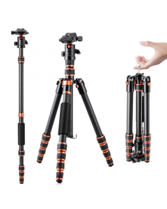 Tripé de Viagem em Fibra de Carbono K&F Concept KF09.077V3 – Compacto 35 cm e Leve para Fotografia e Vídeo