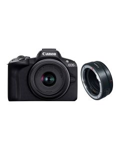 Câmera Canon EOS R50 Mirrorless com lente RF-S 18-45mm f/4.5-6.3 IS STM + Adaptador Canon EF-EOS R