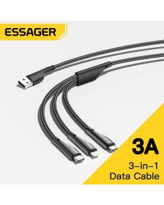 Essager Cabo Carregador Usb 3 Em 1 6a 66w Turbo