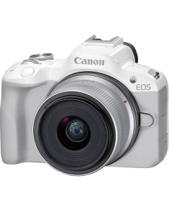 Câmera Canon EOS R50 Mirrorless com lente RF-S 18-45mm f/4.5-6.3 IS STM - Branca