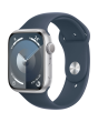 Apple Watch Series 9 45mm, GPS, Alumínio Silver, Pulseira Esportiva Storm Blue 