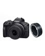 Câmera Canon EOS R100 Mirrorless com lente RF-S 18-45mm IS STM + Adaptador de Montagem Canon EF-EOS R