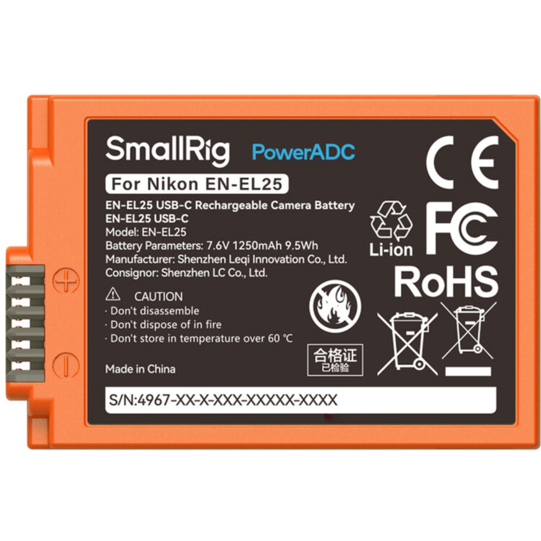 Bateria Recarregável SmallRig EN-EL25 - compatível com o Z50, Zfc e outros modelos (Laranja)
