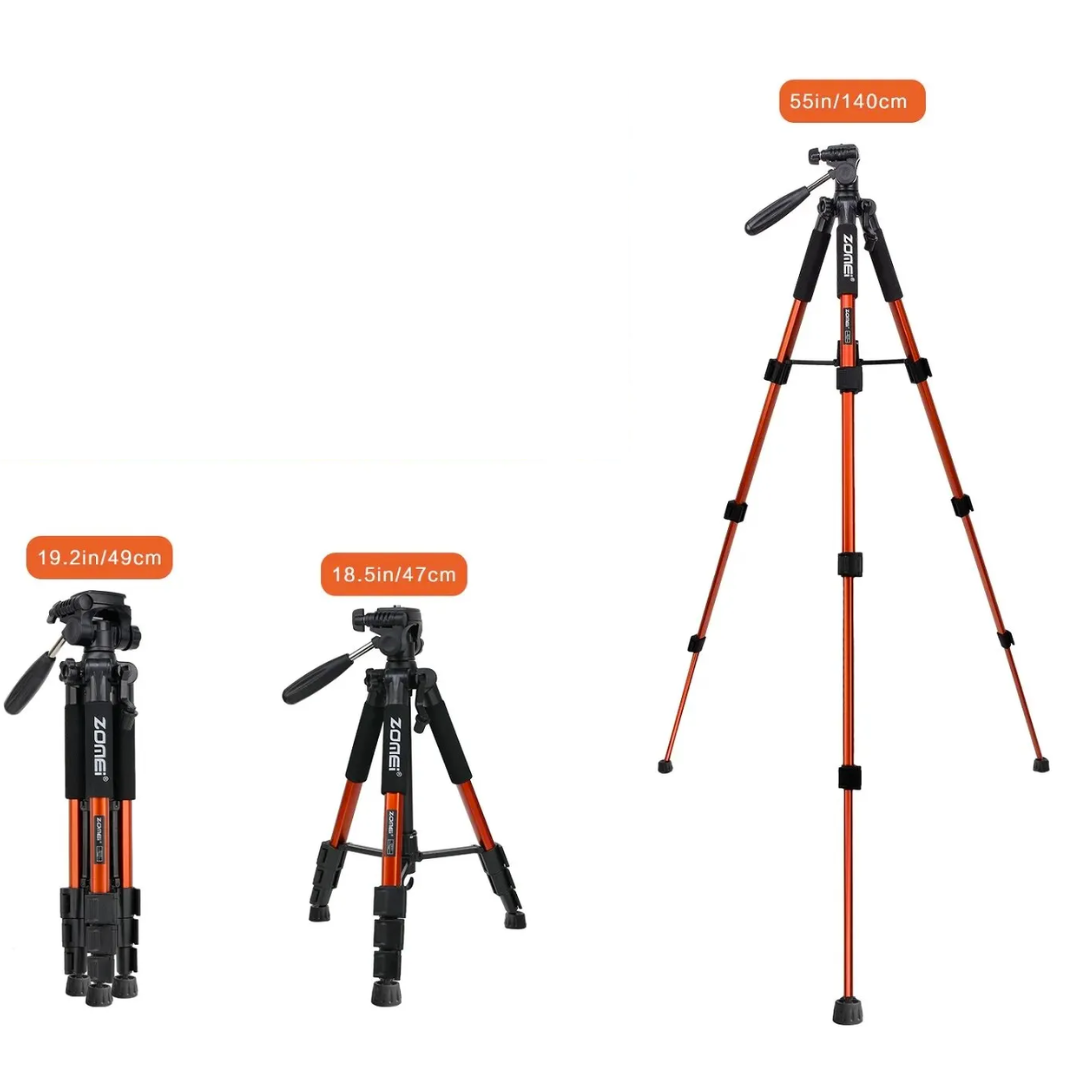  Tripé ZOMEI para câmeras e telefones 360º Laranja