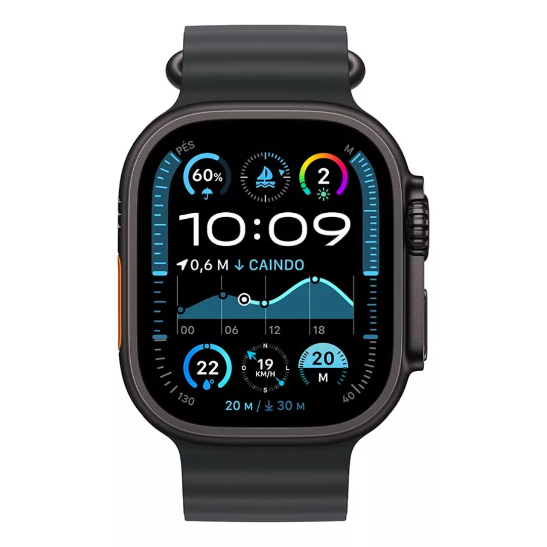 Apple Watch Ultra 2 49mm, Titanium Black, Pulseira Black Ocean