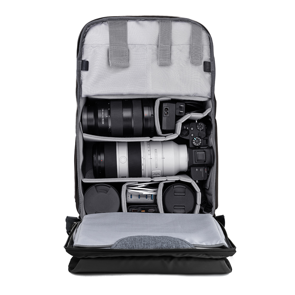 Mochila K&F Concept Beta 20L- Organiza Câmera DSLR, Lentes e Tripé com Estilo (Preta)