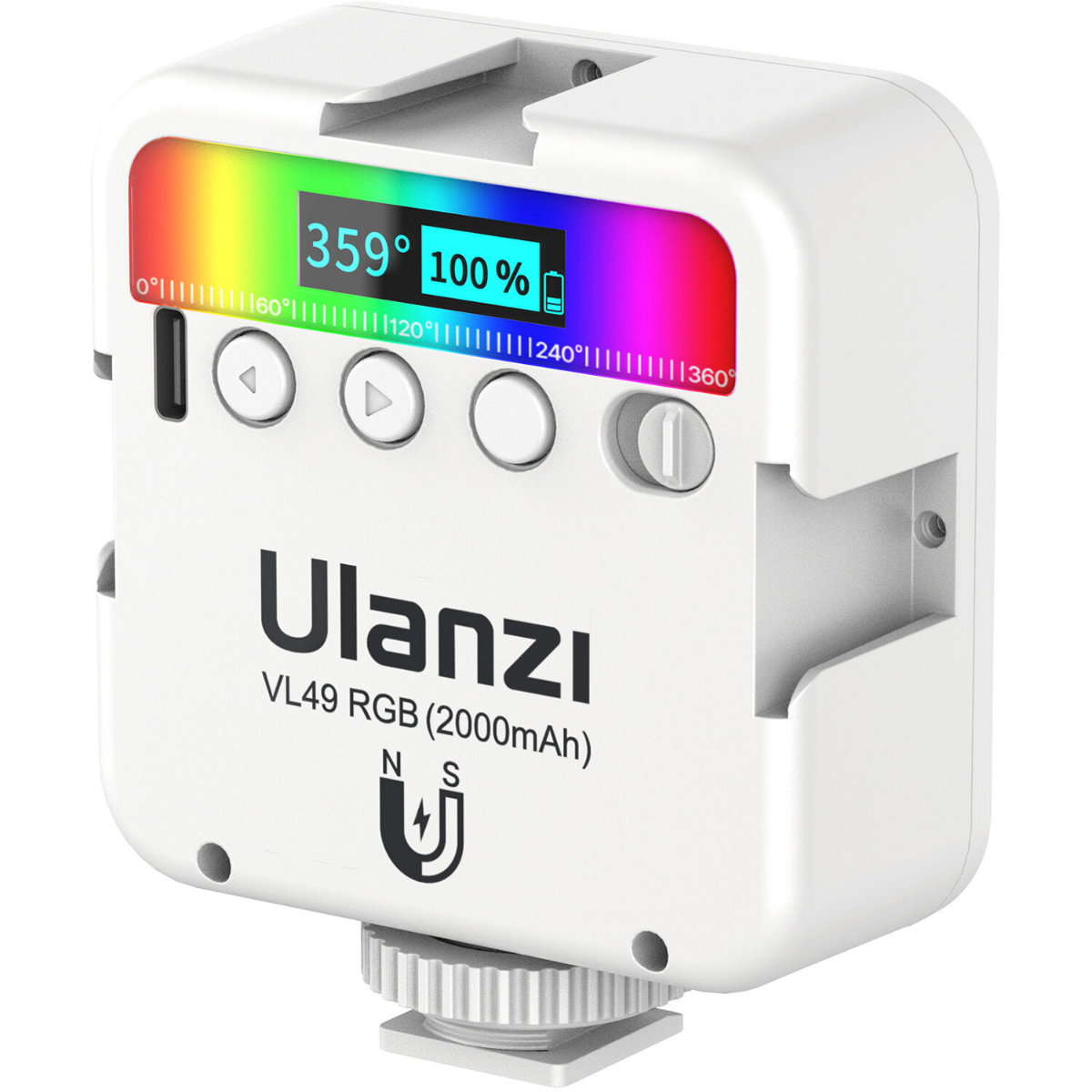 Mini Luz LED Ulanzi VL49 RGB Branco - Para câmeras, Smartphone Fotografia Gravação de vídeos e Vlog