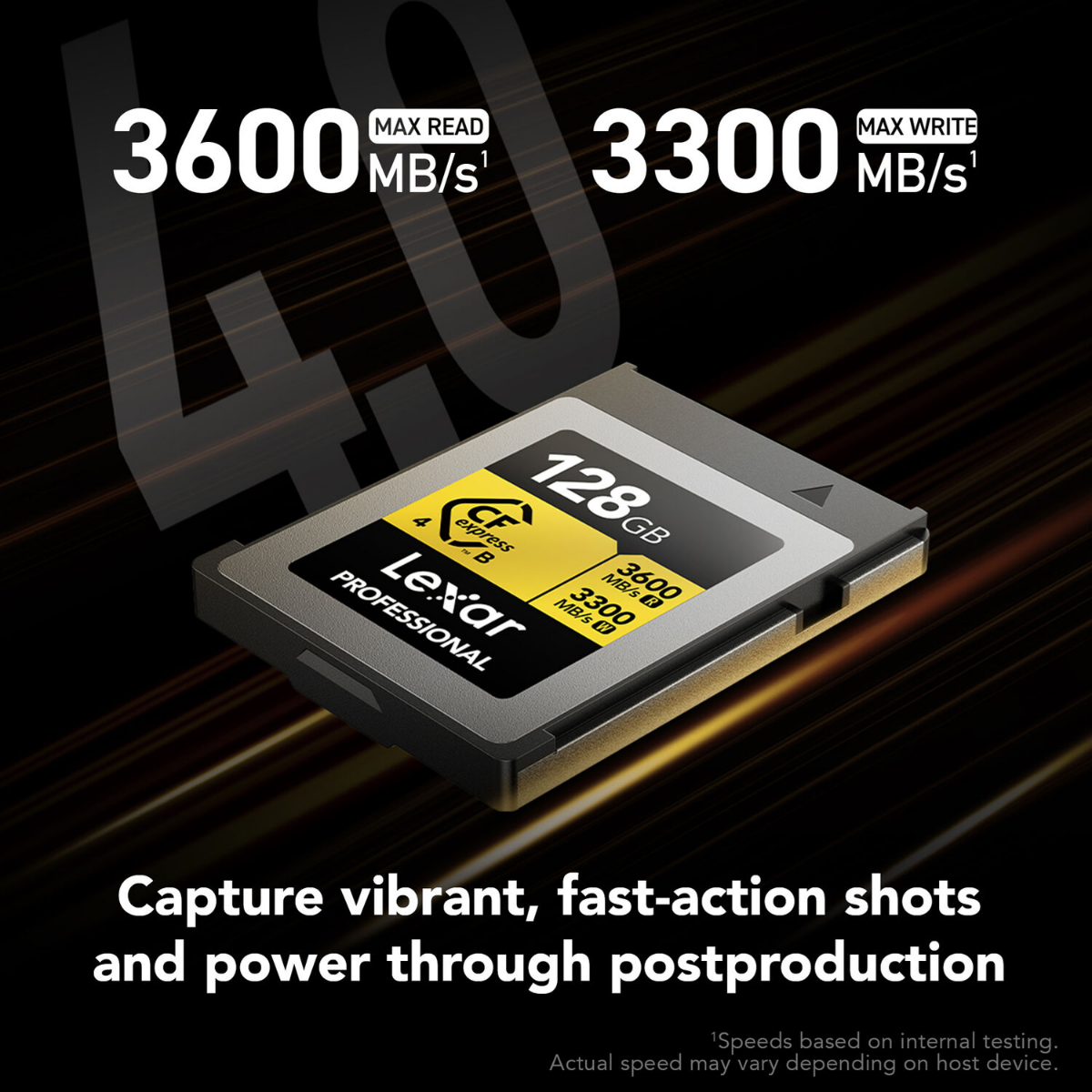 Cartão de Memória CFexpress 4.0 Lexar Profissional Gold 128GB Type B 3600MB/s