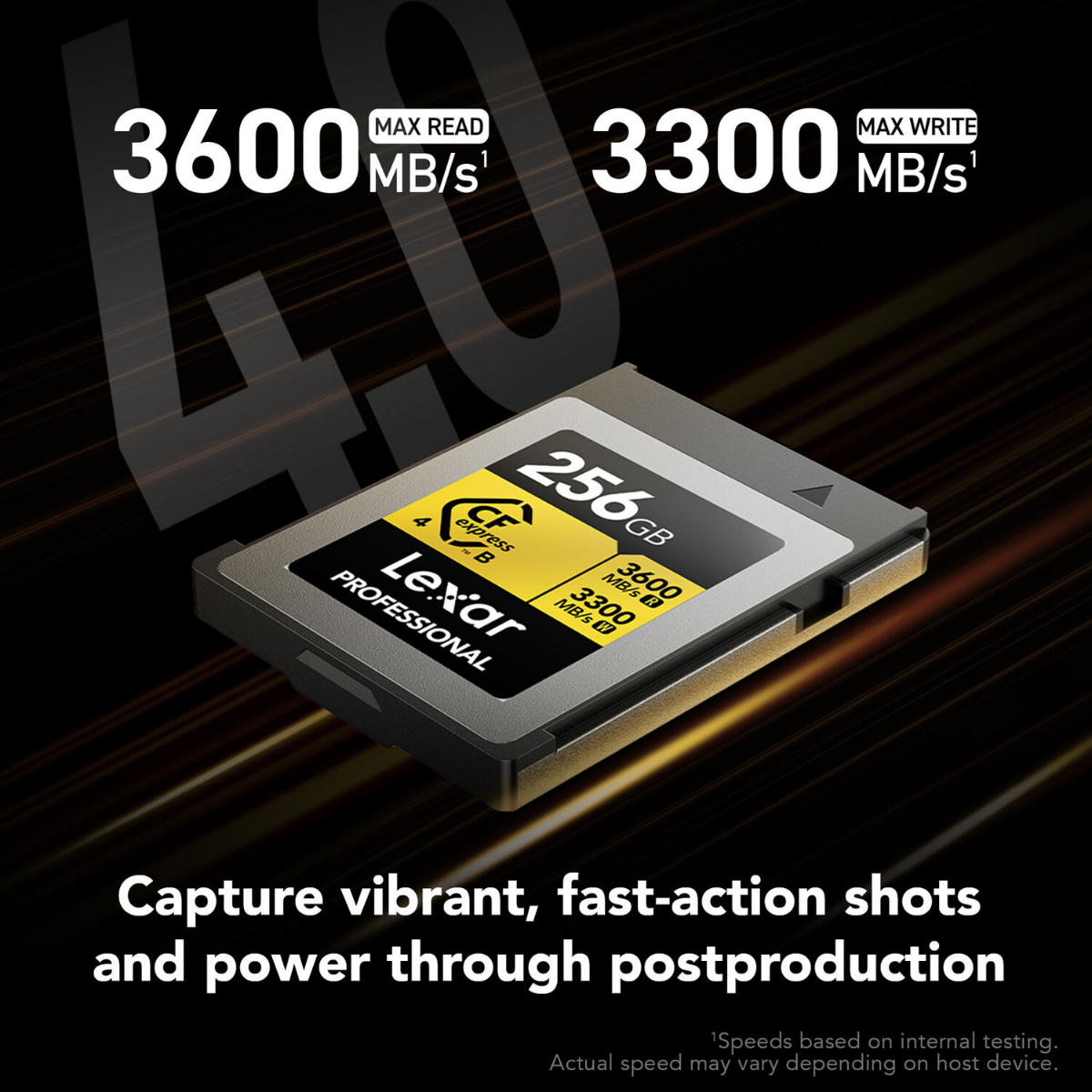 Cartão de Memória CFexpress 4.0 Lexar Profissional Gold 256GB Type B 3600MB/s