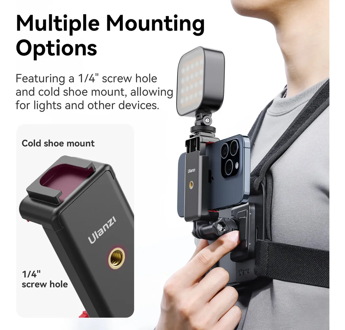 Suporte de Peito Ulanzi CM028 para GoPro e Câmeras de Ação
