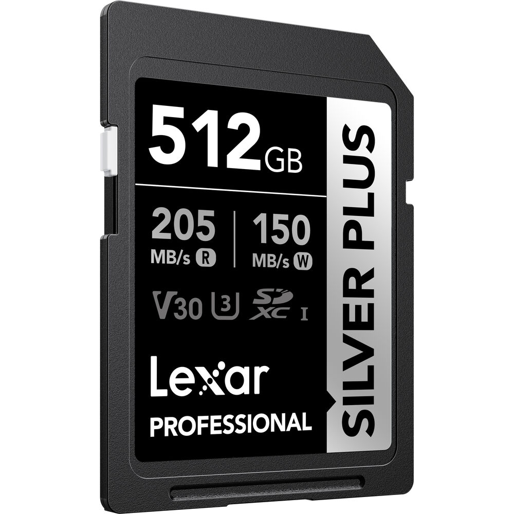 Cartão de Memória SDXC Lexar Professional Silver Plus 512GB UHS-I 205MB/s