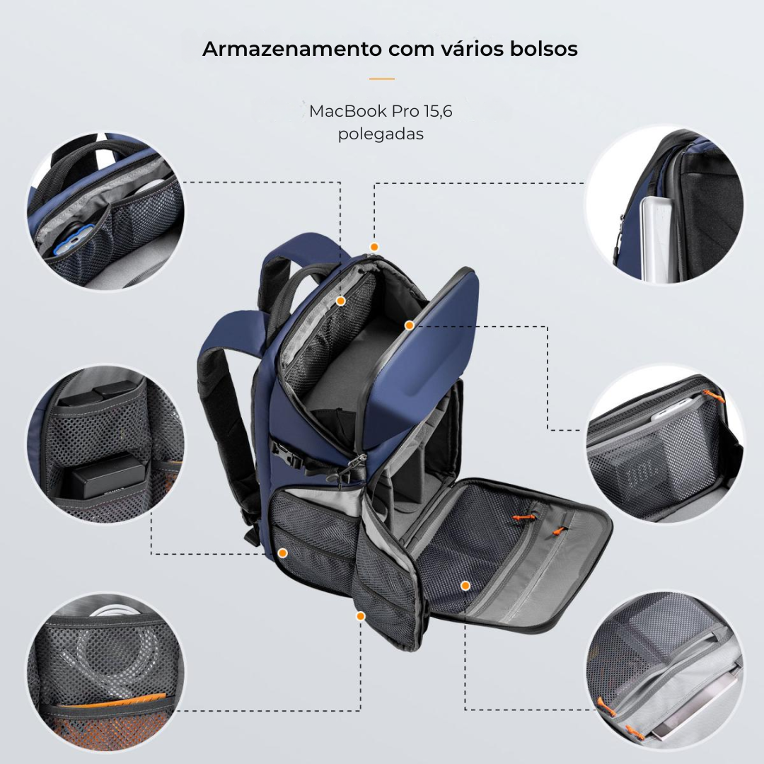 Mochila K&F Concept Beta para Câmera e Tripé 20L - Azul