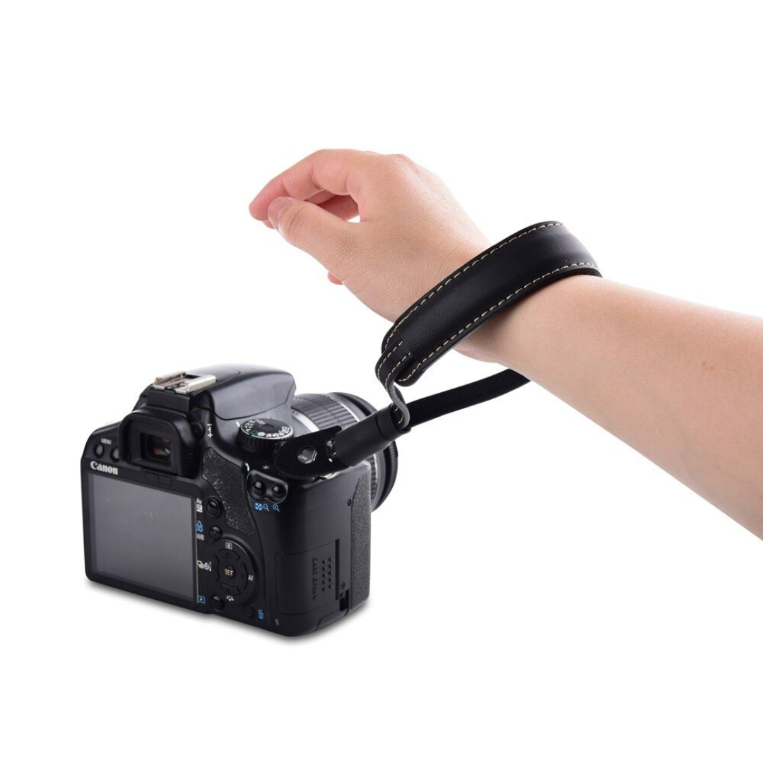Alça de Mão para Câmera em Couro Handstrap Universal – Preto