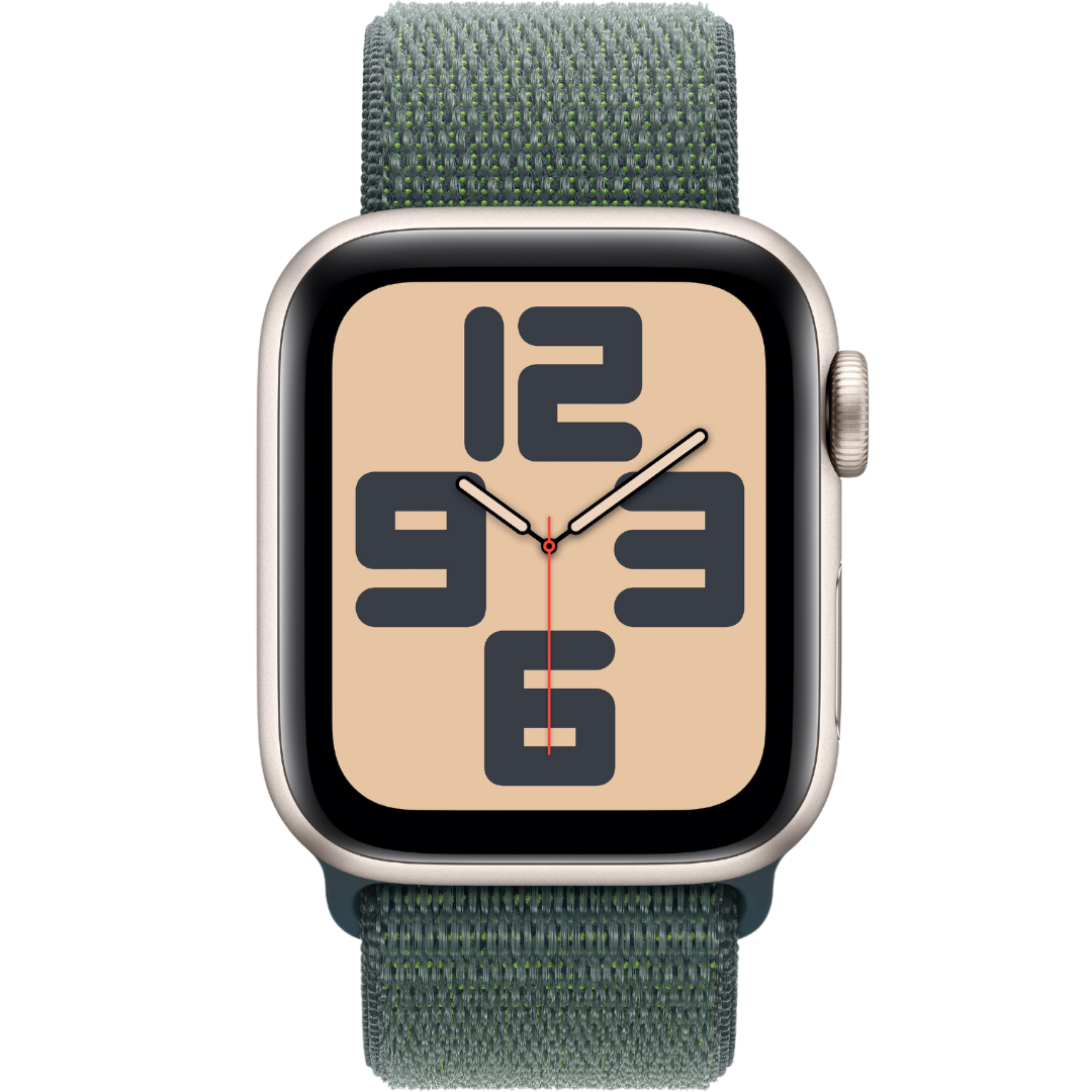 Apple Watch SE 2 44mm, GPS, Alumínio Starlight, Pulseira Loop Green