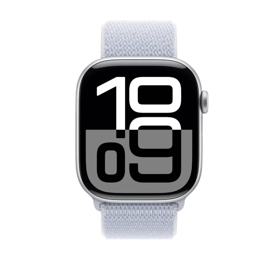 Apple Watch Series 10 46mm, GPS, Alumínio Silver, Pulseira Loop Blue Cloud