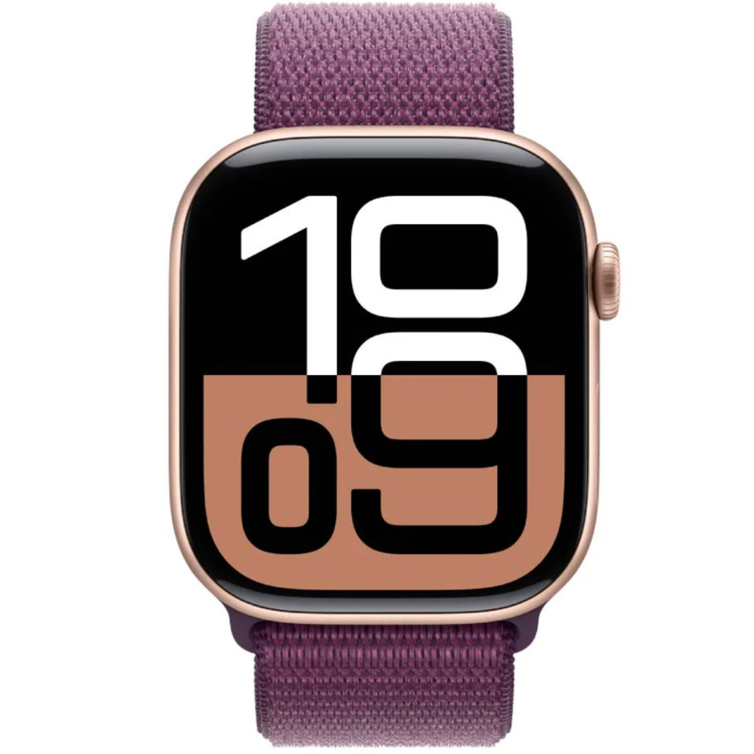 Apple Watch Series 10 46mm, GPS, Alumínio Rose Gold, Pulseira Loop Plum