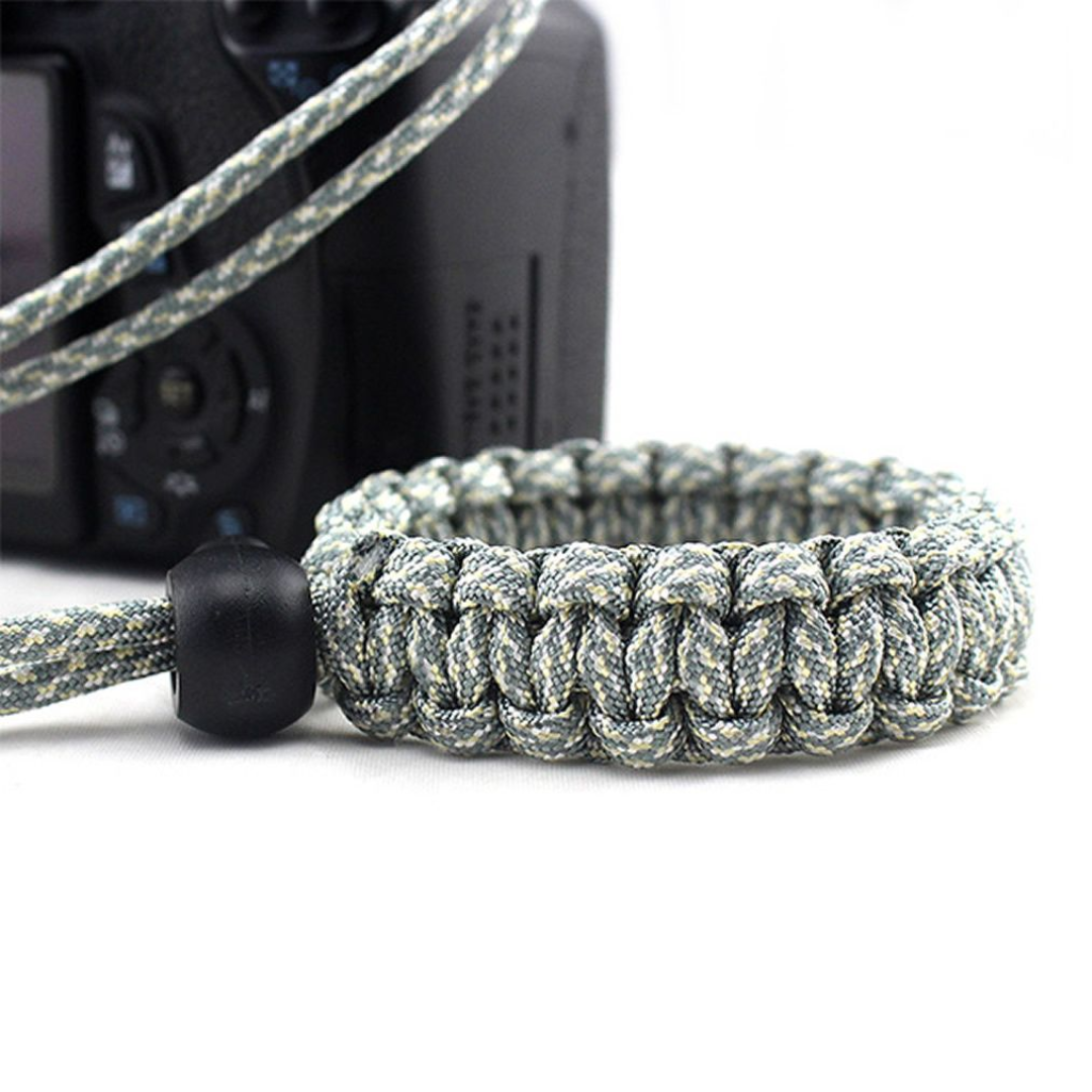 Alça de Pulso Paracord para Câmeras DSLR, Mirrorless e Compactas Cinza Camuflado