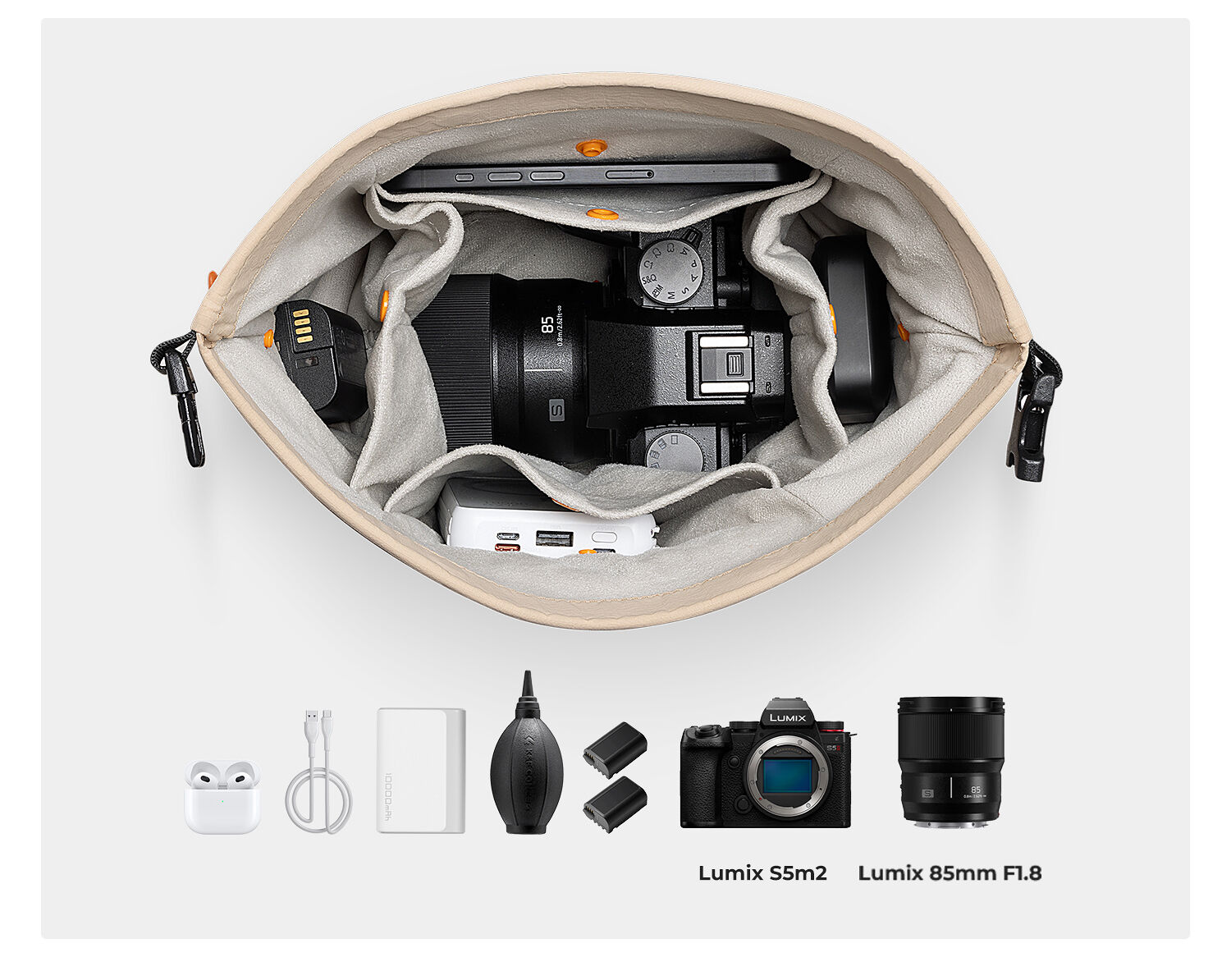 Bolsa de Ombro K&F Concept Urban Wander 11 5L para Câmera e Acessórios (Bege)